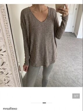 mrsalliexo Taupe V-Neck Cozy Long Sleeve Sweater